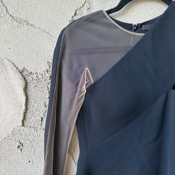 Alexander Wang Sheer Inset One Shoulder Crepe Midi Dress I Size 0 - Picture 5 of 10